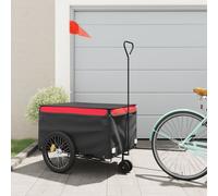 Vidaxl Remorque De Vélo Noir Et Rouge 45 Kg Fer