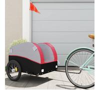 vidaXL Remorque de vélo noir et rouge 45 kg fer 94125