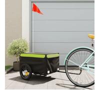 vidaXL Remorque de vélo 94081 – Noir et vert – 30 kg – Fer