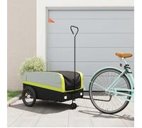 vidaXL Remorque de vélo 94067 – Noir et vert – Capacité 45 kg – en fer