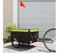 vidaXL Remorque de vélo Noir et vert 45 kg Fer Noir G