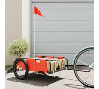 vidaXL Remorque de vélo orange tissu oxford et fer, chariot de vélo, chariot de vélo, remorque de vélo pour enfants, 94173