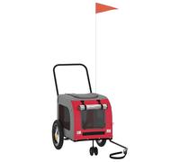 vidaXL Remorque de vélo pour Animaux avec Stockage Rouge et Gris, Jardin et Terrasse, Transporteur pour Chien Moderne, Transport de Petit Animal à Roues, Équipement de Voyage Flexible
