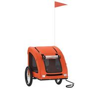 vidaXL Remorque vélo animaux compagnie, Chariot à vélo pour chien avec drapeau et roues, Orange