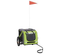 vidaXL Remorque de vélo pour chien 93871 – tissu Oxford et fer, vert et gris