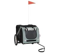 vidaXL Remorque de Vélo pour Animaux de Compagnie, Chariot à Vélo pour Chien avec Drapeau, Poussette de Chien, Noir et Gris Tissu Oxford et Fer