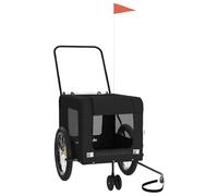 vidaXL Remorque de vélo pour animaux de compagnie 93947 – Chariot pour chien, roues, drapeau – Noir