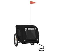 vidaXL Remorque de Vélo pour Animaux de Compagnie, Chariot à Vélo pour Chien avec Roues, Poussette de Chien, Noir Tissu Oxford et Fer