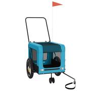 vidaXL Remorque de Vélo pour Animaux de Compagnie, Chariot à Vélo pour Chien avec Roues, Poussette de Animaux de Compagnie, Bleu et Noir
