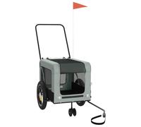 vidaXL Remorque de Vélo pour Animaux de Compagnie, Chariot à Vélo pour Chien avec Roues, Poussette de Animaux de Compagnie, Gris et Noir