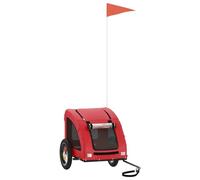 vidaXL Remorque de Vélo pour Animaux de Compagnie, Chariot à Vélo pour Chien avec Roues, Poussette de Chien, Rouge Tissu Oxford et Fer