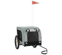 vidaXL Remorque de Vélo pour Animaux de Compagnie, Chariot à Vélo pour Chien avec Roues, Poussette de Chien, Gris et Noir Tissu Oxford et Fer