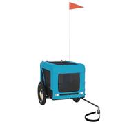 vidaXL Remorque de Vélo pour Animaux de Compagnie, Chariot à Vélo pour Chien avec Roues, Poussette de Chien, Bleu et Noir Tissu Oxford et Fer