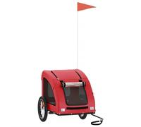 vidaXL Remorque de Vélo pour Animaux de Compagnie, Chariot à Vélo pour Chien avec Roues, Poussette de Chien, Rouge Tissu Oxford et Fer