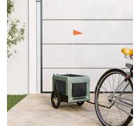 vidaXL Remorque de Vélo pour Animaux de Compagnie, Chariot à Vélo pour Chien avec Roues, Poussette de Chien, Gris et Noir Tissu Oxford et Fer