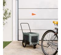 Vidaxl Remorque De Vélo Pour Animaux De Compagnie Gris Et Noir