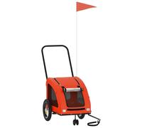 vidaXL Remorque de vélo pour Animaux de Compagnie Orange et Gris, remorque de vélo, Chariot à vélo pour Chien