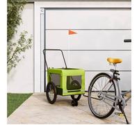 vidaXL Remorque de vélo pour animaux - Poussette chien et caisse chat avec roues Vert/Noir