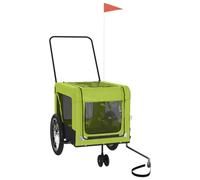 vidaXL Remorque de Vélo pour Animaux de Compagnie, Poussette pour Chien avec Roues, Caisse de Transport pour Chat Voyage, Vert et Noir