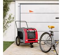 Vidaxl Remorque De Vélo Pour Animaux De Compagnie Rouge Et Gris