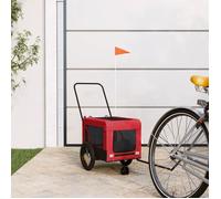 vidaXL Remorque vélo animaux de compagnie – Chariot/poussette pour chien avec roues – Rouge/Noir