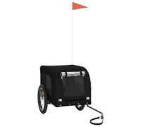 vidaXL Remorque de Vélo pour Chien, Chariot à Vélo pour Chien avec Roues et Drapeau, Poussette de Chien avec Portes, Noir Tissu Oxford et Fer