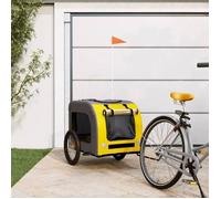 vidaXL Remorque de vélo pour chien jaune et gris tissu oxford et fer 93840