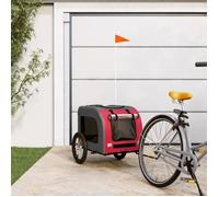 vidaXL Remorque de vélo pour chien rouge et gris tissu oxford et fer 93831