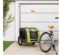 vidaXL Remorque de vélo pour chien vert et gris tissu oxford et fer 93843