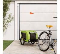 vidaXL Remorque de vélo pour chien vert et noir tissu oxford et fer 94004