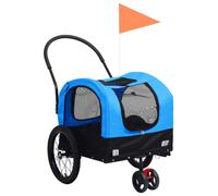 Vidaxl Remorque De Vélo Pour Chiens Et Poussette 2-En-1 Bleu Et Noir