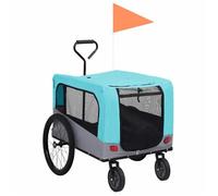 vidaXL Remorque de vélo/poussette 2-en-1 pour chien Bleu et gris