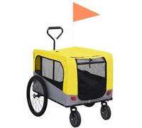 vidaXL Remorque de vélo/poussette 2 en 1 pour chien Jaune et gris Jaune G