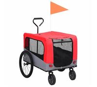 vidaXL Remorque de vélo/poussette 2 en 1 pour chien Rouge et gris 92440