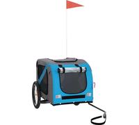 vidaXL Remorque pour vélo Chiens Bleu et gris Tissu Oxford et fer
