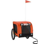vidaXL Remorque pour vélo Chiens Orange et noir Tissu Oxford & fer