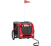 vidaXL Remorque pour vélo Chiens Rouge et Gris Tissu Oxford et fer