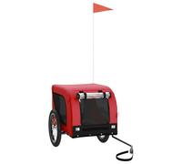 vidaXL Remorque pour vélo Chiens Rouge et Noir Tissu Oxford & Fer