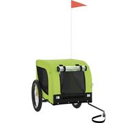 vidaXL Remorque pour vélo Chiens Vert et Noir Tissu Oxford & Fer