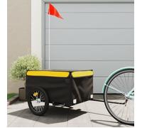 vidaXL Remorque pour vélo 94085 – noir et jaune, capacité 45 kg, fer