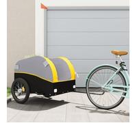 Remorque pour vélo noir et jaune 45 kg fer