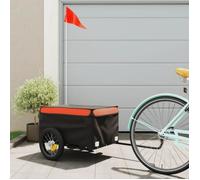 vidaXL Remorque vélo noir et orange 30 kg de fer