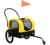 vidaXL Remorque de vélo de chiens et poussette 2-en-1 Jaune et noir 92439