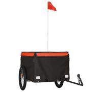 vidaXL Remorque vélo noir et orange 45 kg Fer