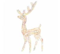 vidaXL Renne de Décoration de Noël Décoration de Vacances Renne Lumineux Jardin Patio Arrière-Cour Extérieur Acrylique 140 LED Colorées 120 cm