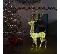vidaXL Renne de Décoration de Noël Décoration de Vacances Renne Lumineux Jardin Patio Arrière-Cour Extérieur Acrylique 140 LED Blanc Chaud 120cm