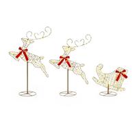 vidaXL Renne de Noël avec traîneau 3 pc 72 LED Blanc Chaud