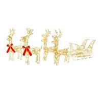 vidaXL Renne de Noël avec traîneau 5 pc 240 LED Blanc Chaud