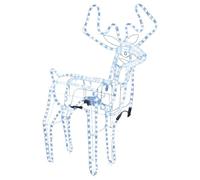vidaXL Renne de Noël Pliable avec Tête Mobile Décoration de Noël Ornement de Vacances Décoration de Fête Salle de Séjour Blanc Froid 76x42x87cm
