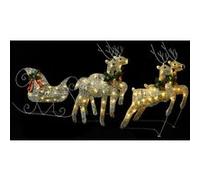 vidaXL Renne et traîneau de décoration de Noël 100 LED Extérieur Doré Or G